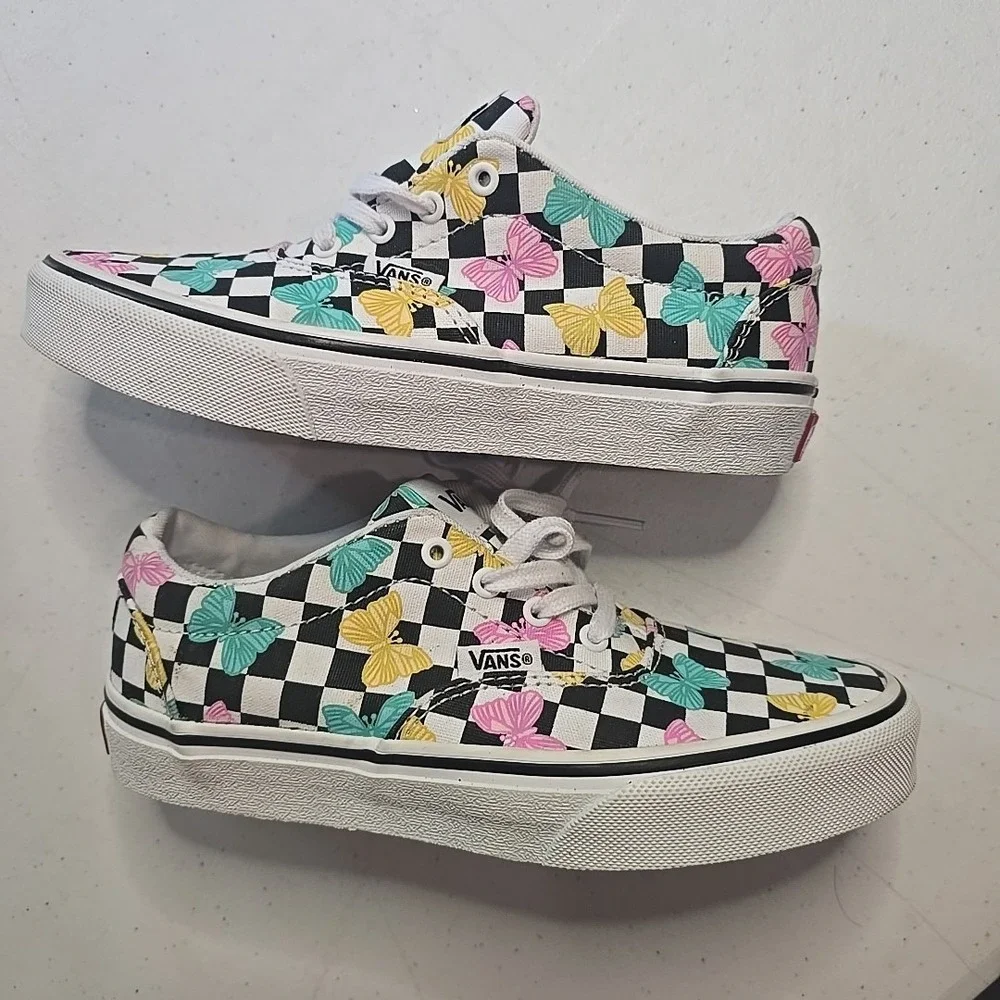 Vans Off the Wall Butterfly Checked Pattern 721356 Missy Shoes Size‎ 1.5